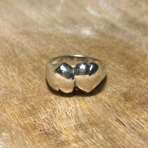 Double Heart 925 Sterling Silver Ring